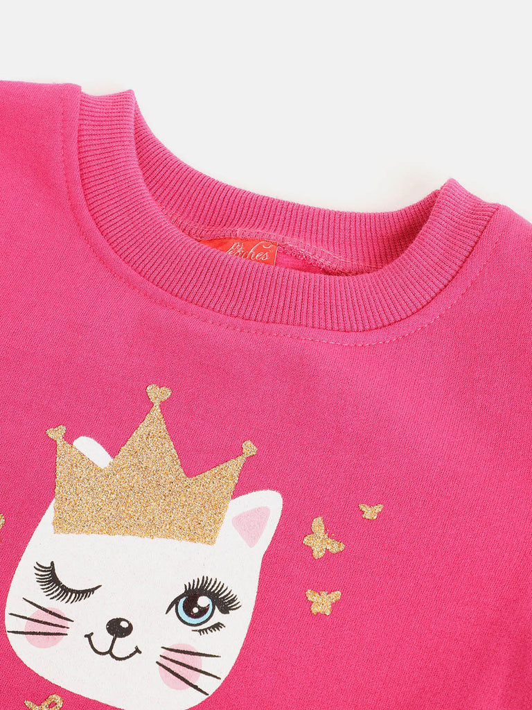 Pspeaches Girls Pink Kitty Sweatshirt (SW-PINK KITTY)