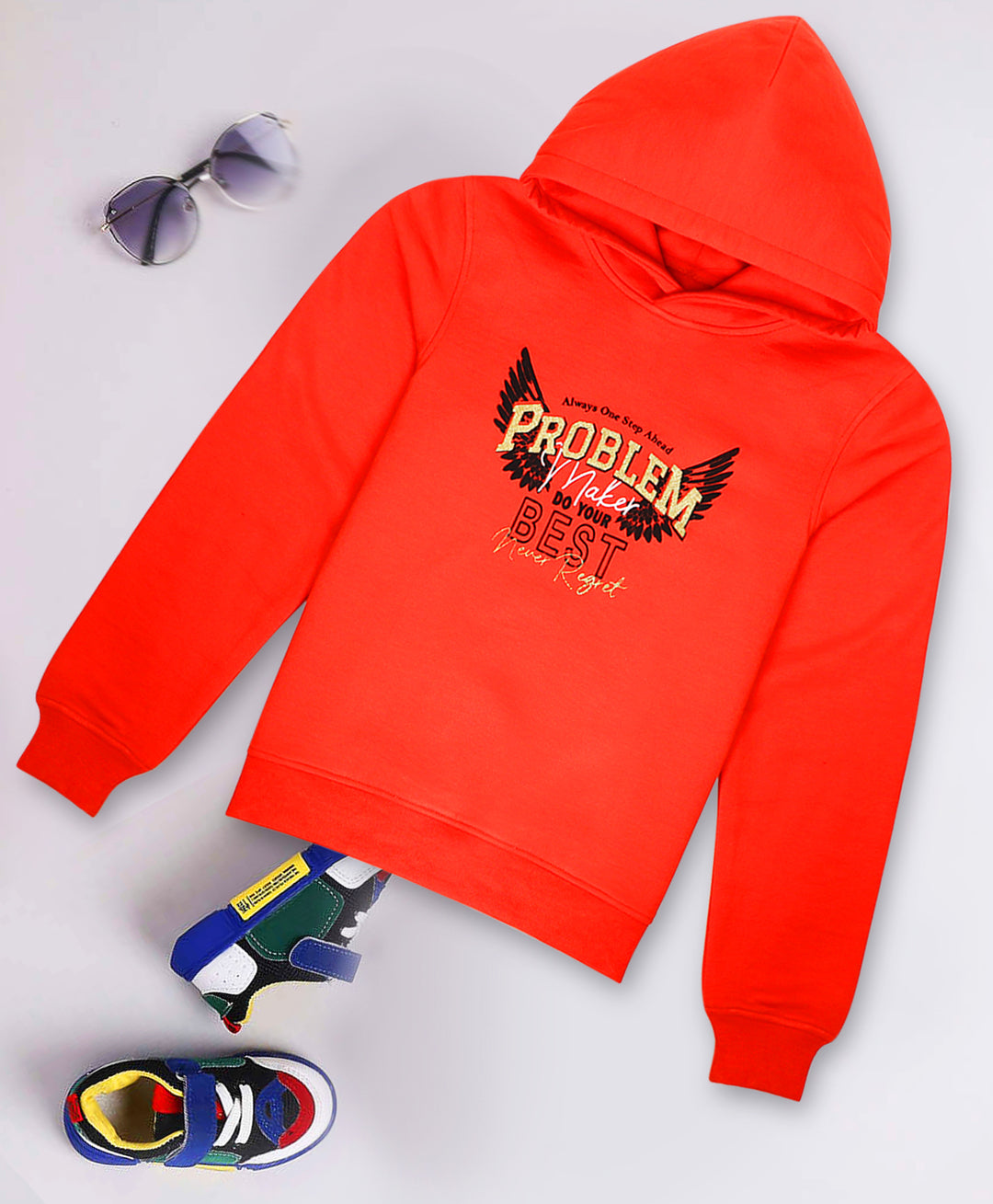 Pspeaches Girls Printed Hooded Sweatshirt (SW-CORAL)