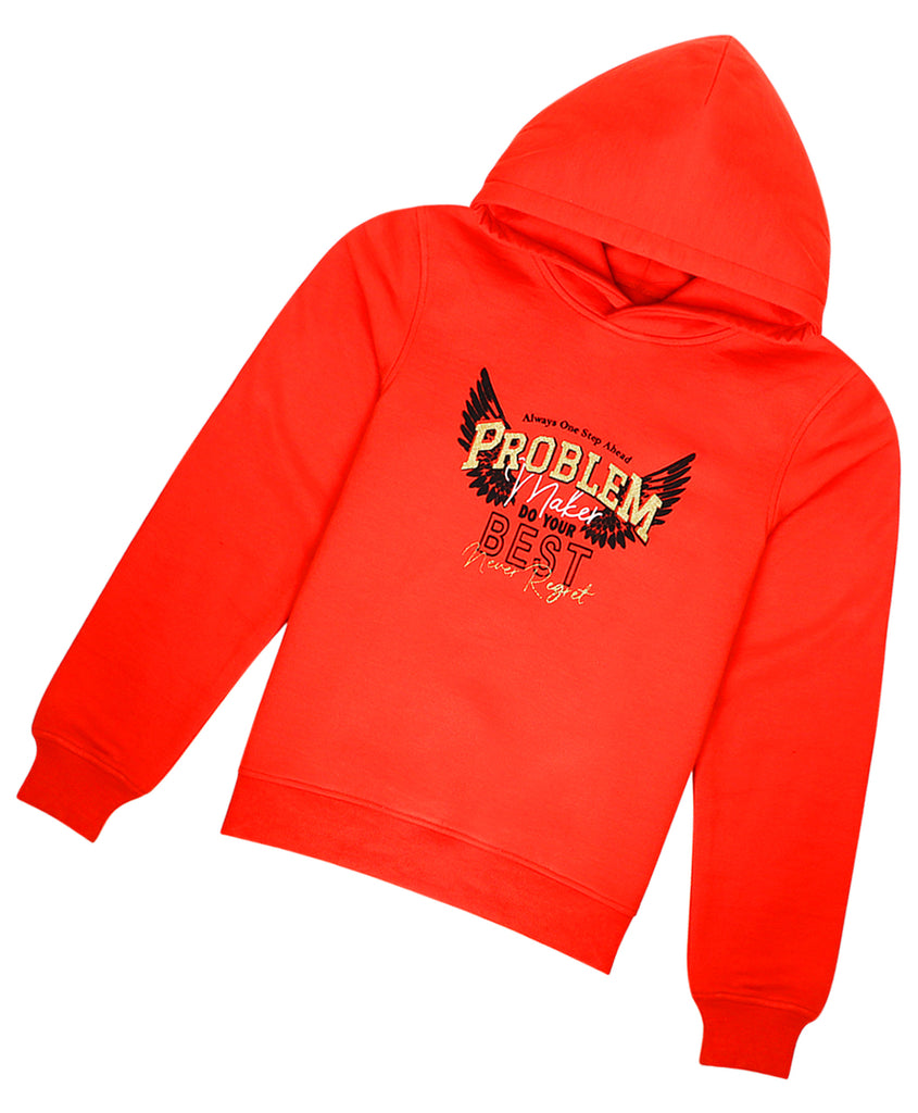 Pspeaches Girls Printed Hooded Sweatshirt (SW-CORAL)