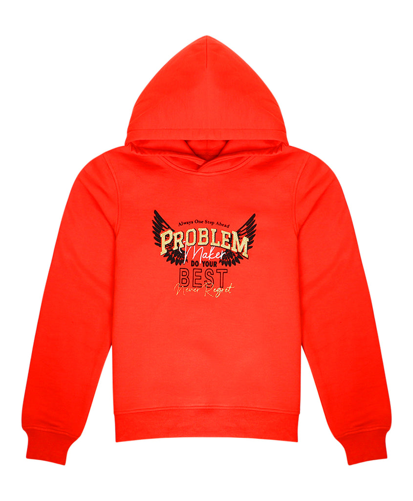 Pspeaches Girls Printed Hooded Sweatshirt (SW-CORAL)