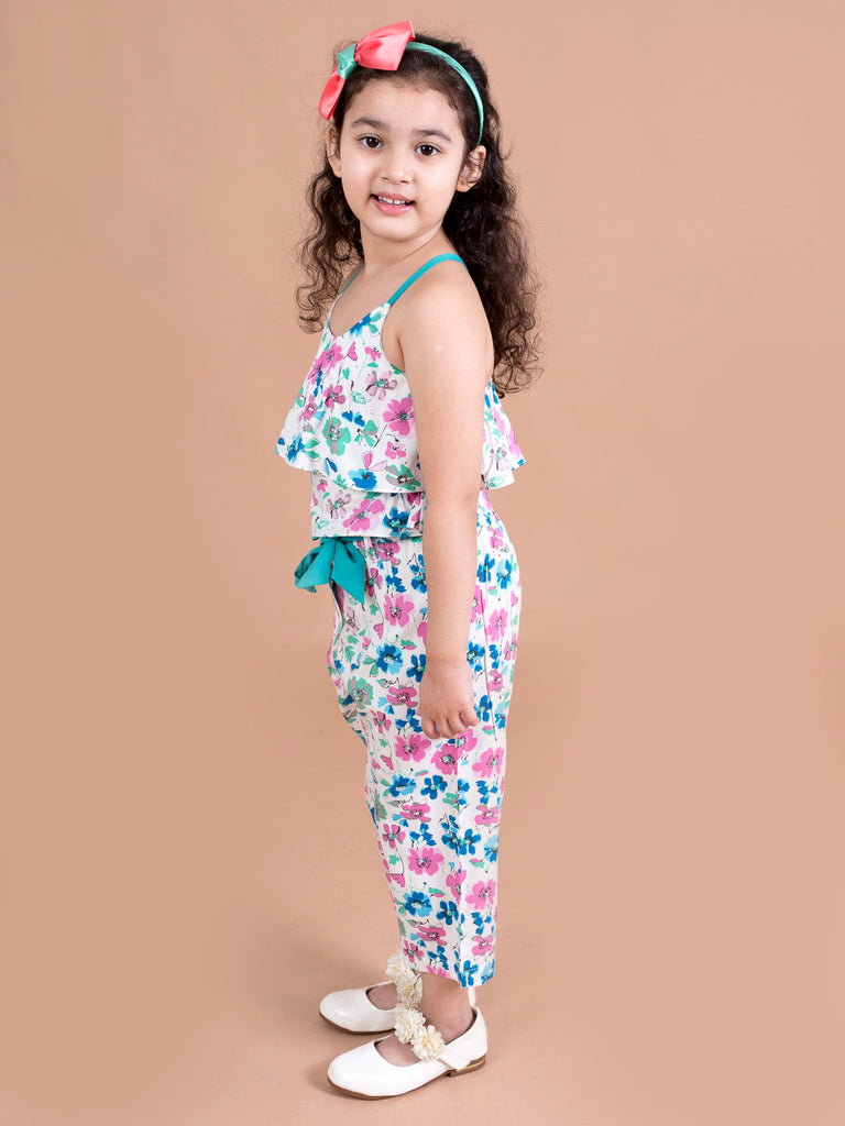 Pspeaches Girls Printed Top With Trousers (S-STRAPFLORAL)