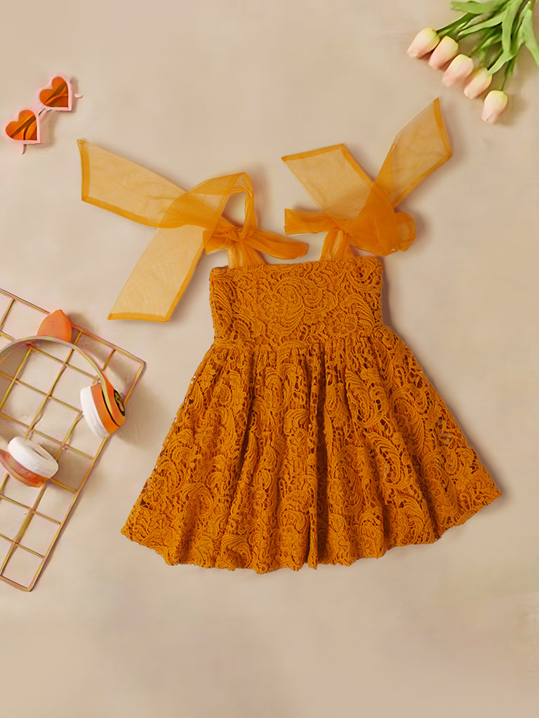 Mustard Cotton Lace Dress (D25007940)