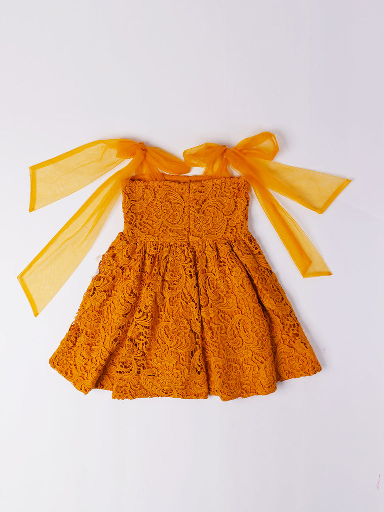 Mustard Cotton Lace Dress (D25007940)