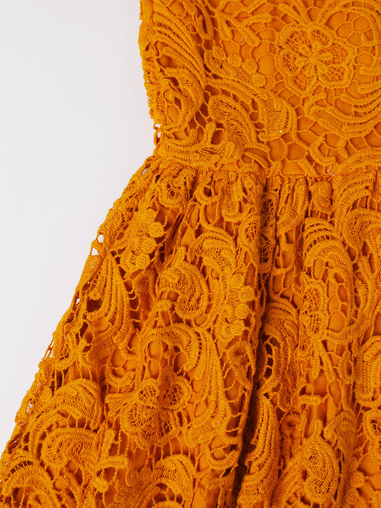 Mustard Cotton Lace Dress (D25007940)