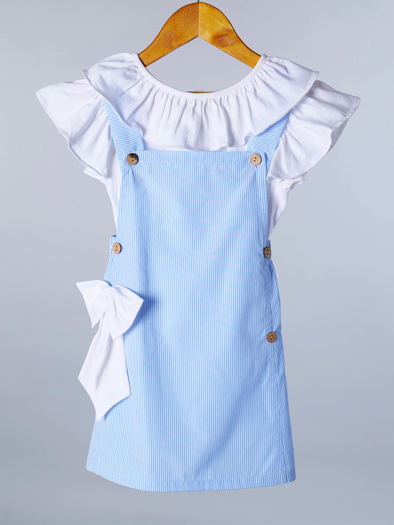 Blue And White Cotton 2-Piece Dress Set (D25013752)