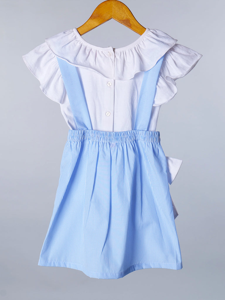 Blue And White Cotton 2-Piece Dress Set (D25013752)