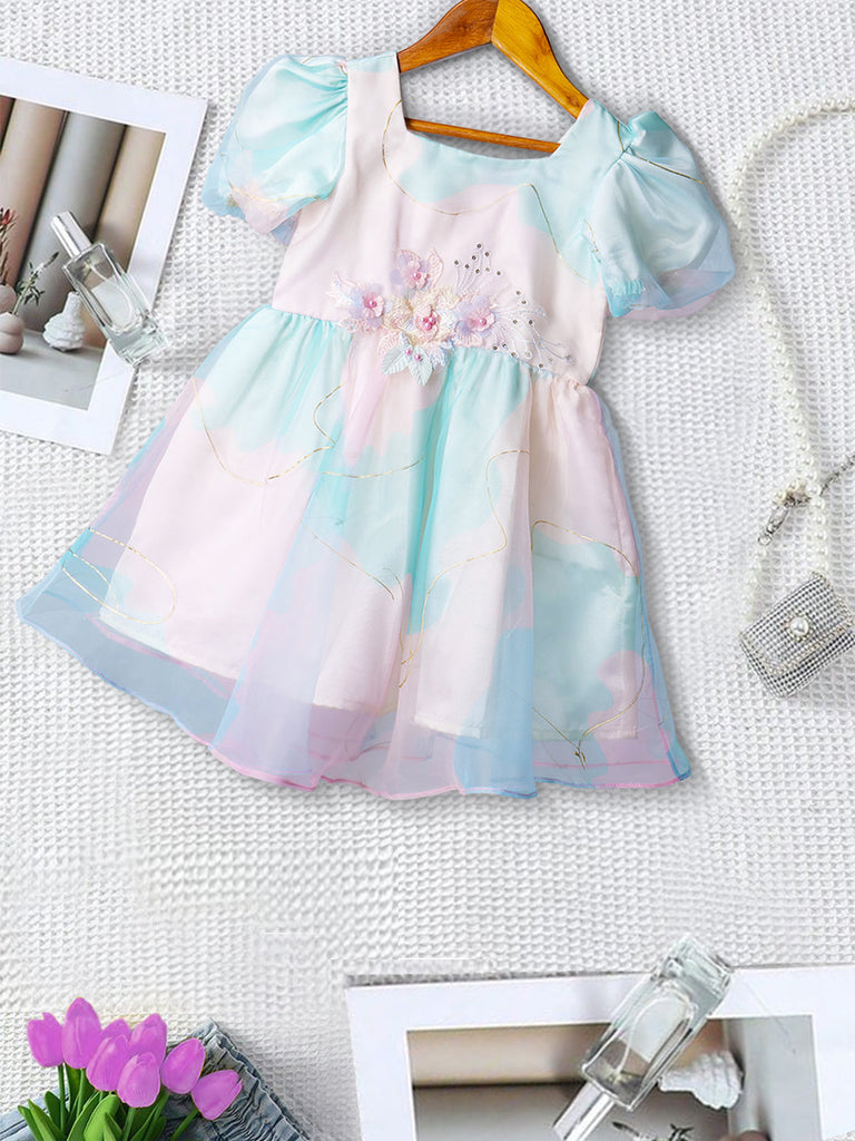 Blue & Pink Organza Dress (D25018272)