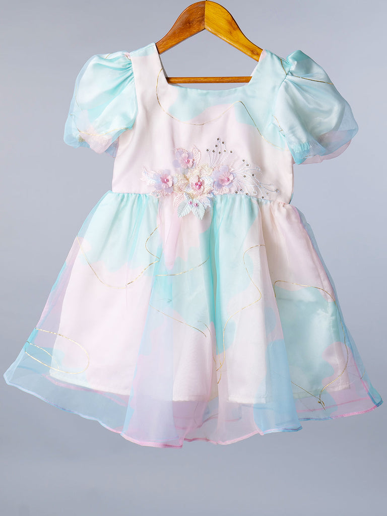 Blue & Pink Organza Dress (D25018272)