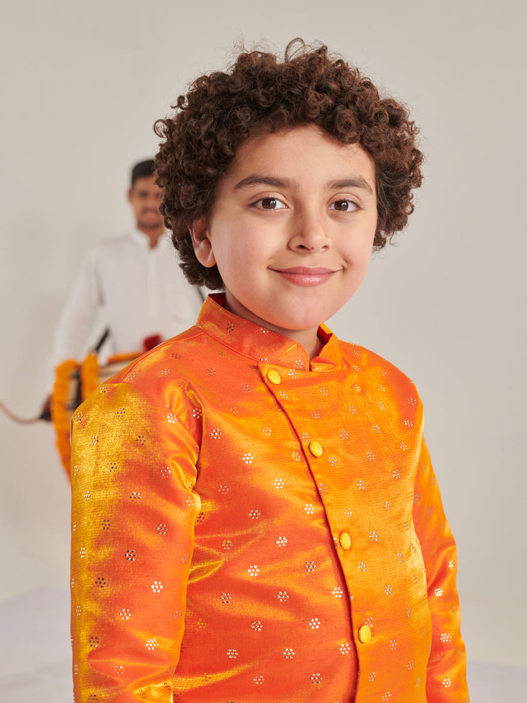 Boys Ethnic Motifs Regular Kurta With Dhoti Pants (KP-BANGLORIORANGE)