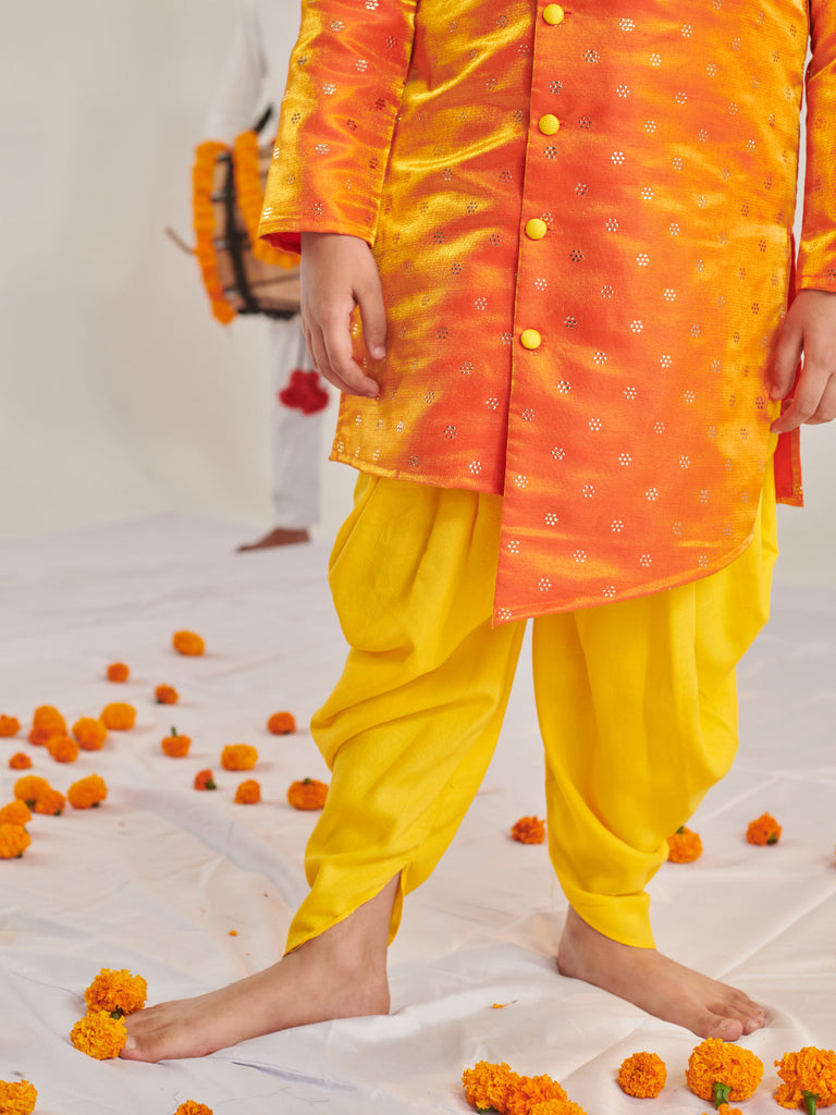 Boys Ethnic Motifs Regular Kurta With Dhoti Pants (KP-BANGLORIORANGE)