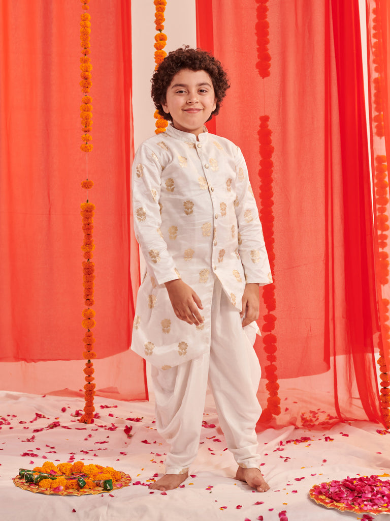 Boys Floral Printed Regular Kurta With Dhoti Pants (KP-BROCADEBOOTI)