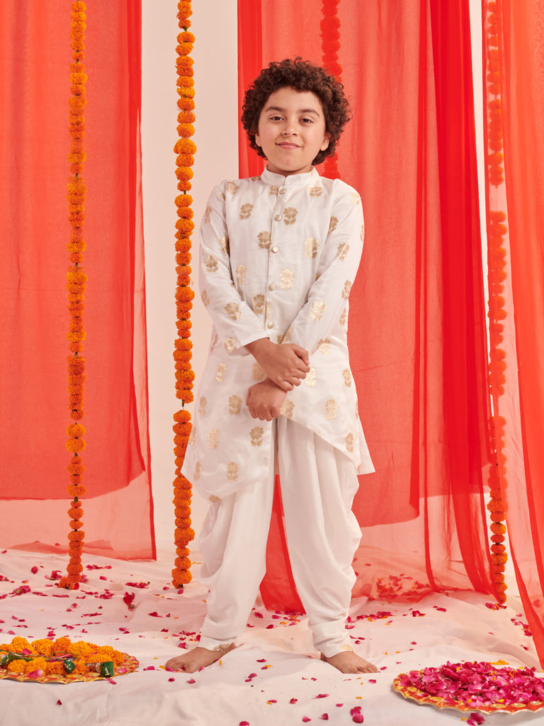 Boys Floral Printed Regular Kurta With Dhoti Pants (KP-BROCADEBOOTI)