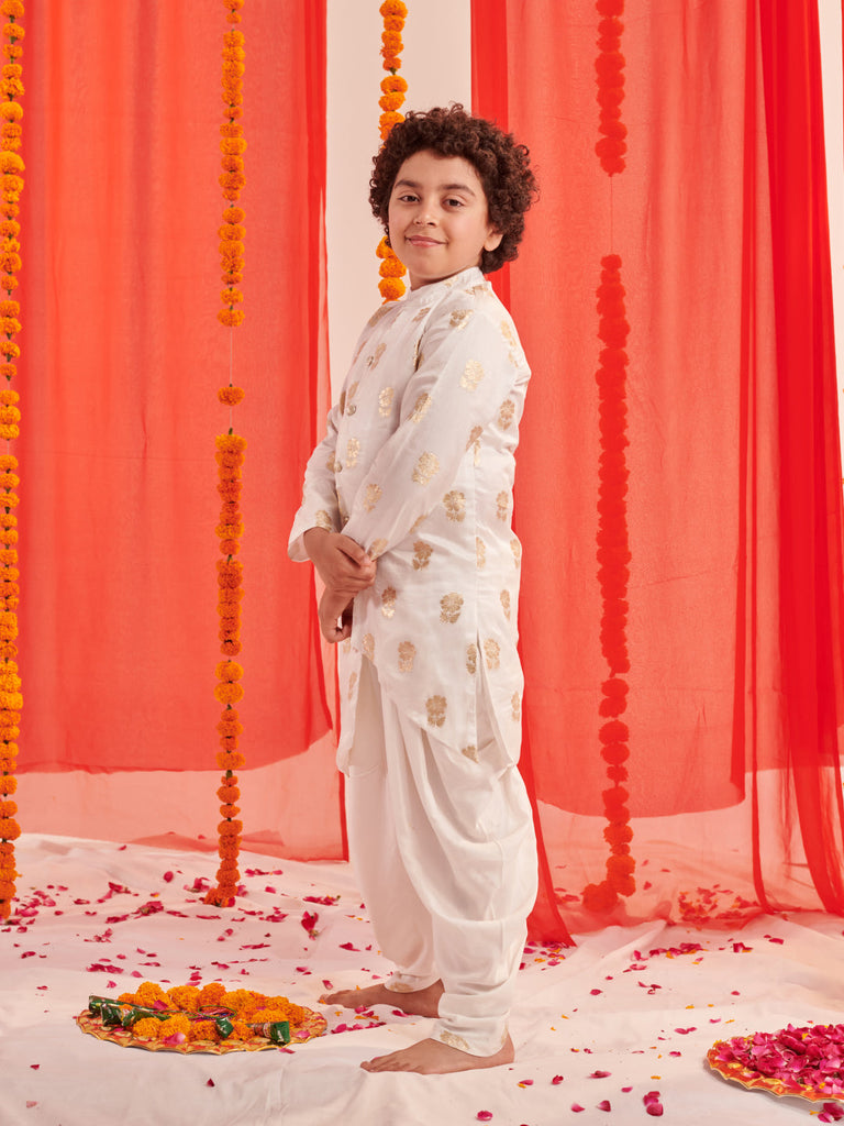 Boys Floral Printed Regular Kurta With Dhoti Pants (KP-BROCADEBOOTI)