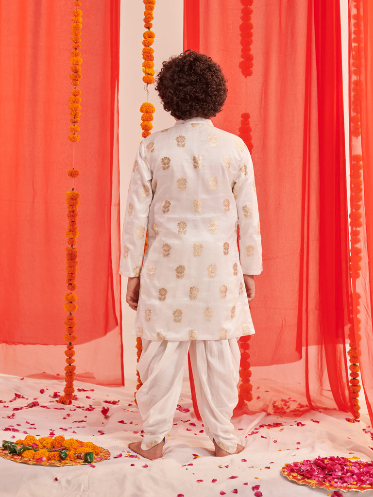 Boys Floral Printed Regular Kurta With Dhoti Pants (KP-BROCADEBOOTI)