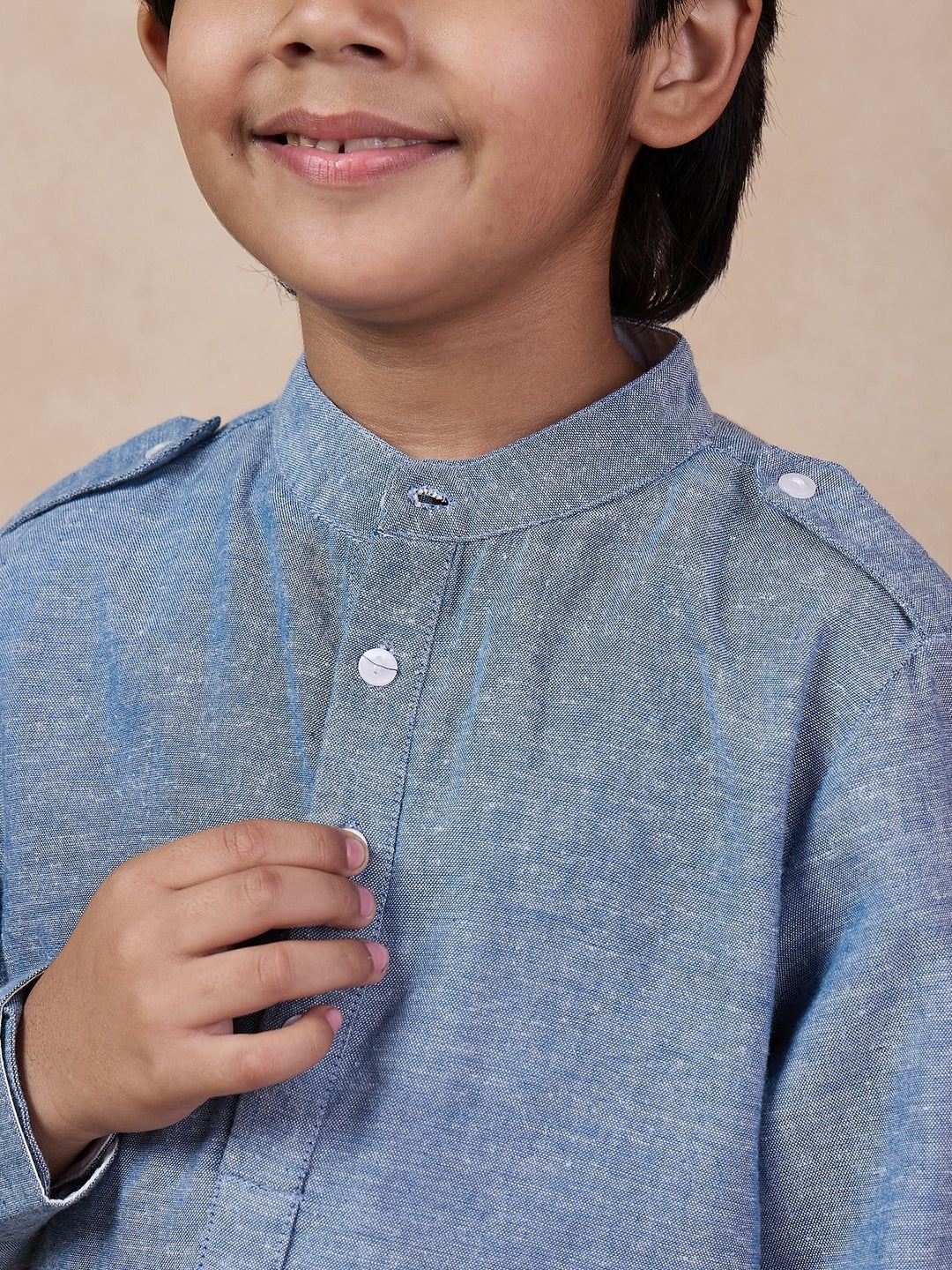 Boys Band Collar Straight Kurta With Salwar (KP-GREYCHEMBREY)