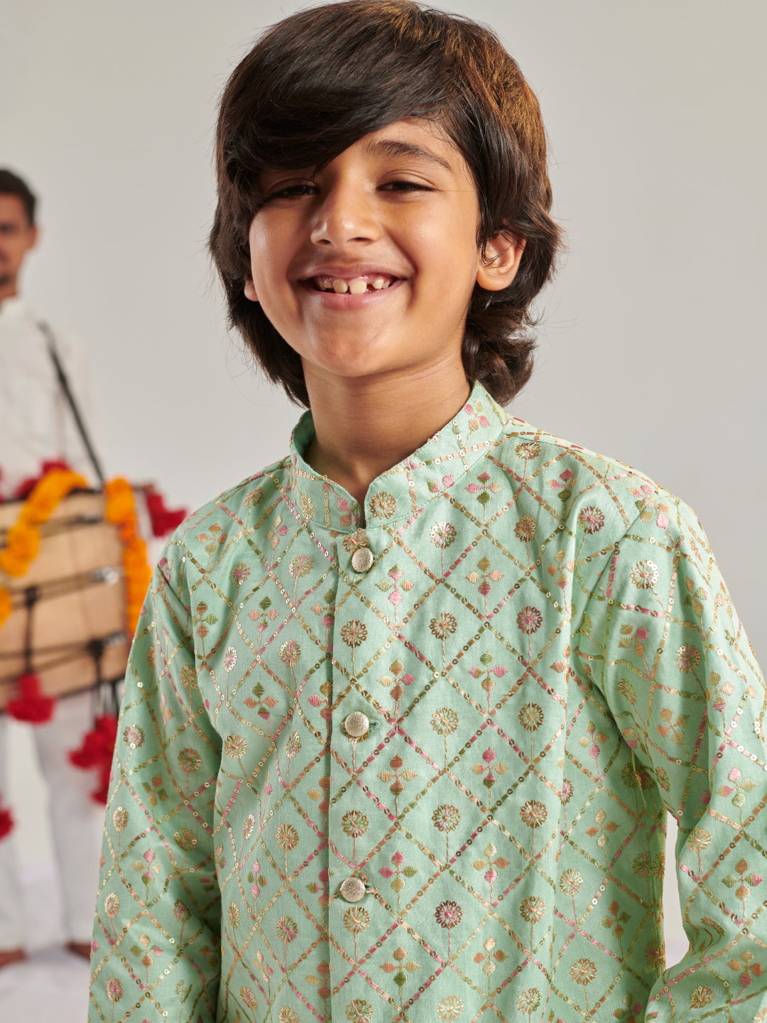 Boys Embroidered Regular Kurta With Dhoti Pants (KP-SHERWANI)