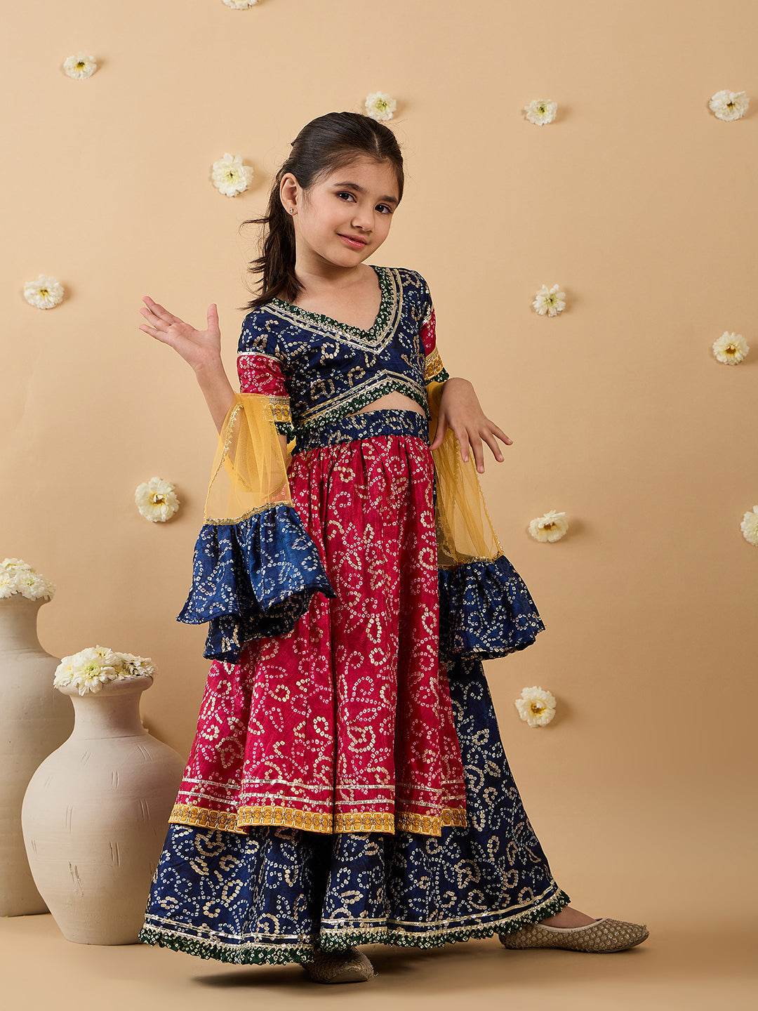 2-Piece Navy & Magenta Lehenga And Choli (L25009808)