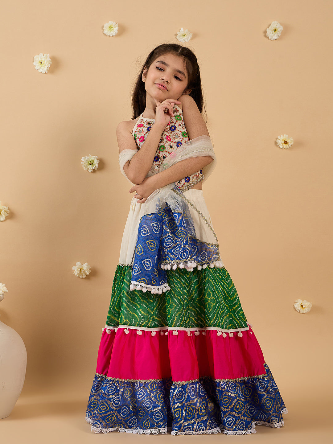 3-Piece Multi-Color Embroidery Lehenga, Choli And Dupatta (L25011416)