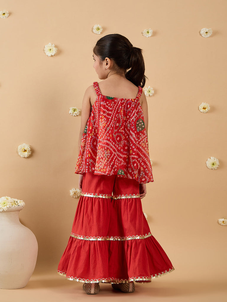 2-Piece Red Coloured Kurta And Sharara Set (SHA25005902)