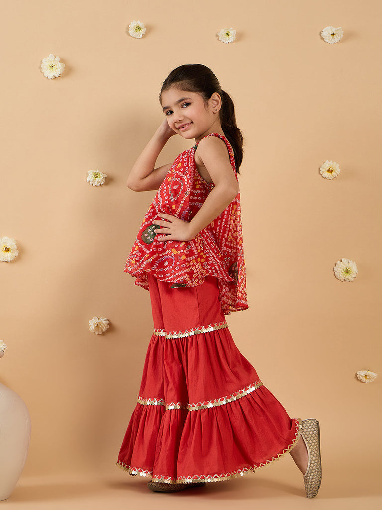 2-Piece Red Coloured Kurta And Sharara Set (SHA25005902)