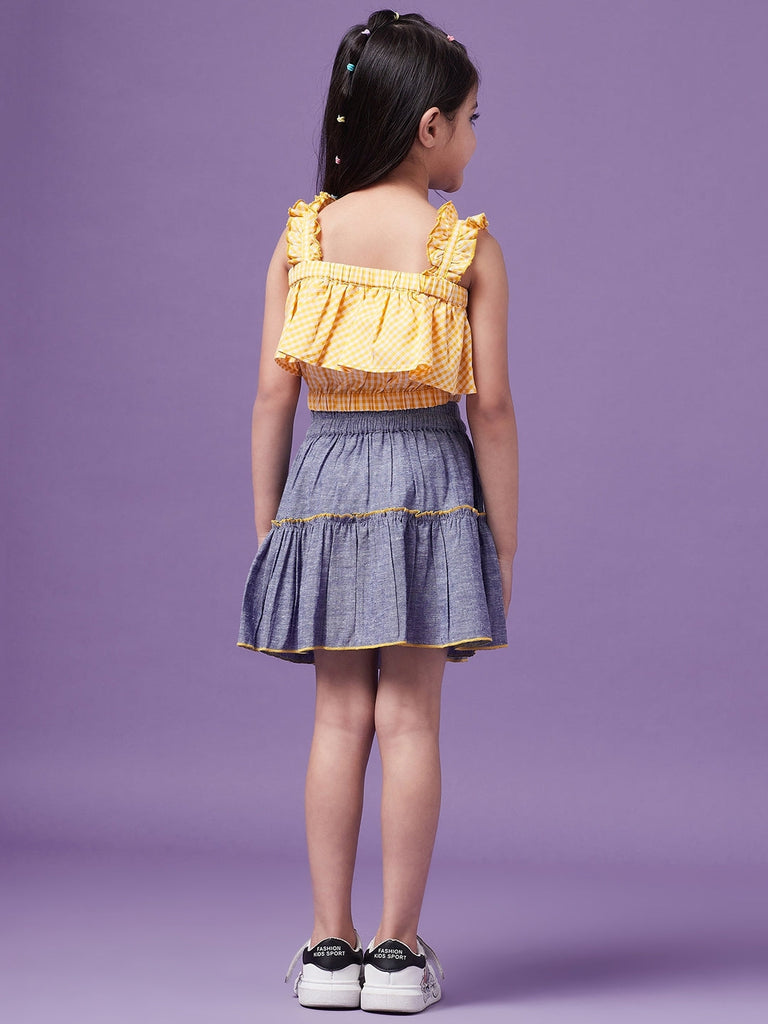 Girls Checked Shoulder Straps sleeveless (sk-yellowcheck)