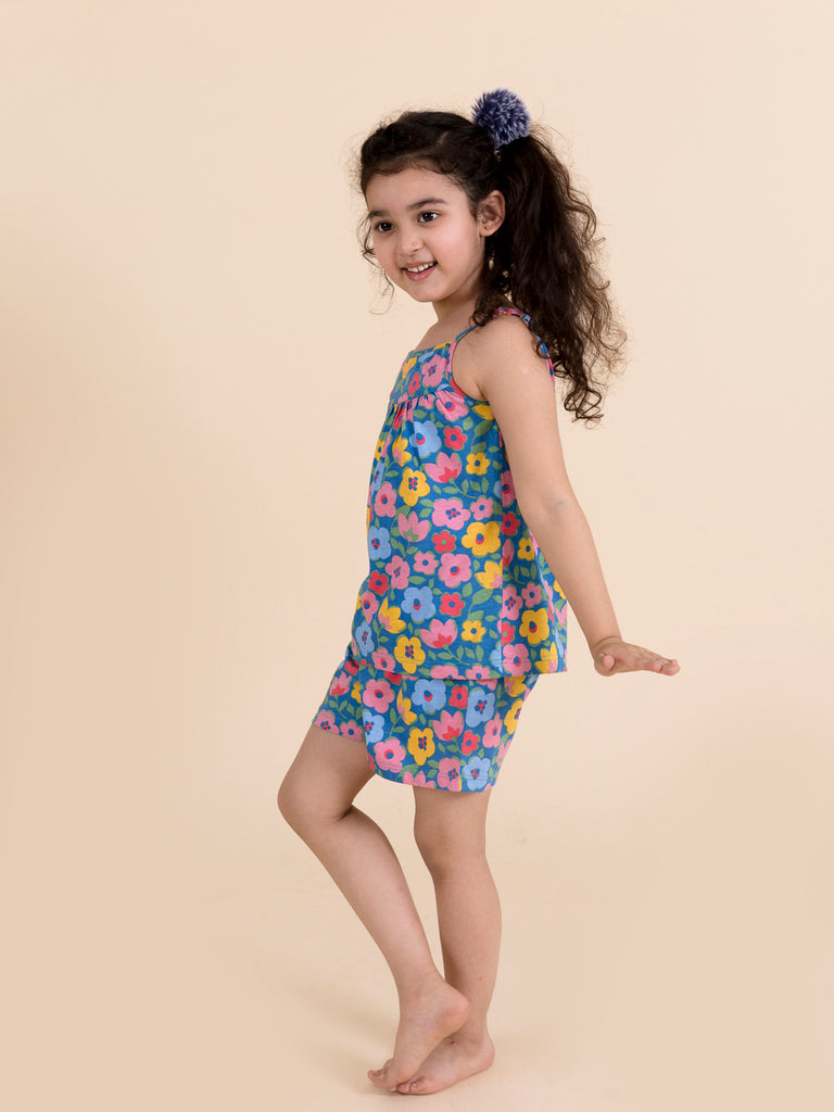 Girls Blue & Pink Printed Cotton Night suit (Nw-MultiBlue)