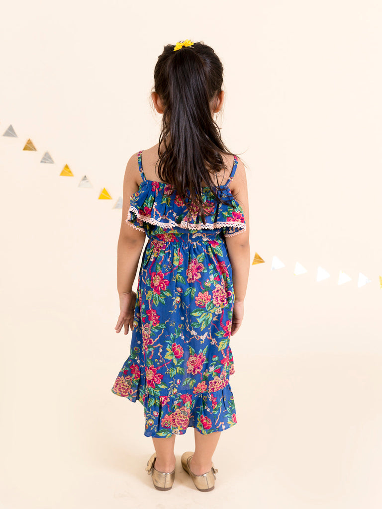 Blue Floral Dress (d-blue haulter)