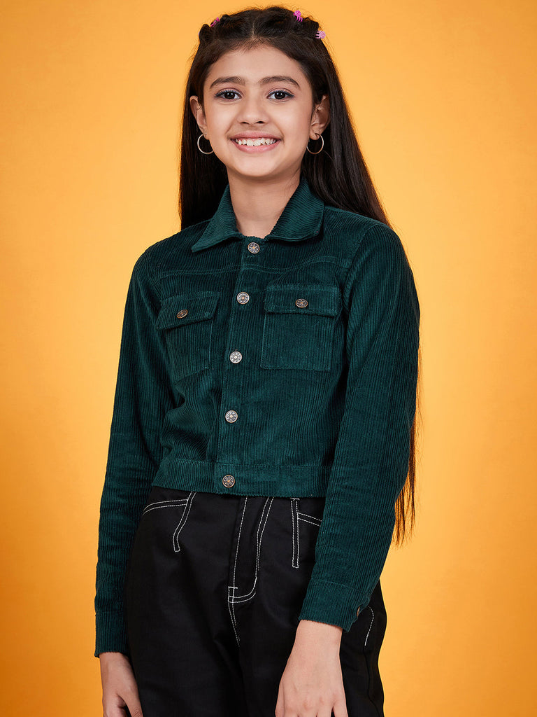 Girls Corduroy Tailored Jacket (jk-green)