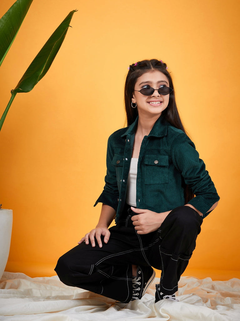 Girls Corduroy Tailored Jacket (jk-green)