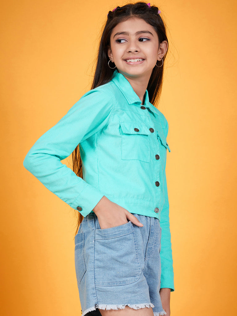 Girls Corduroy Tailored Jacket (jk-turq)