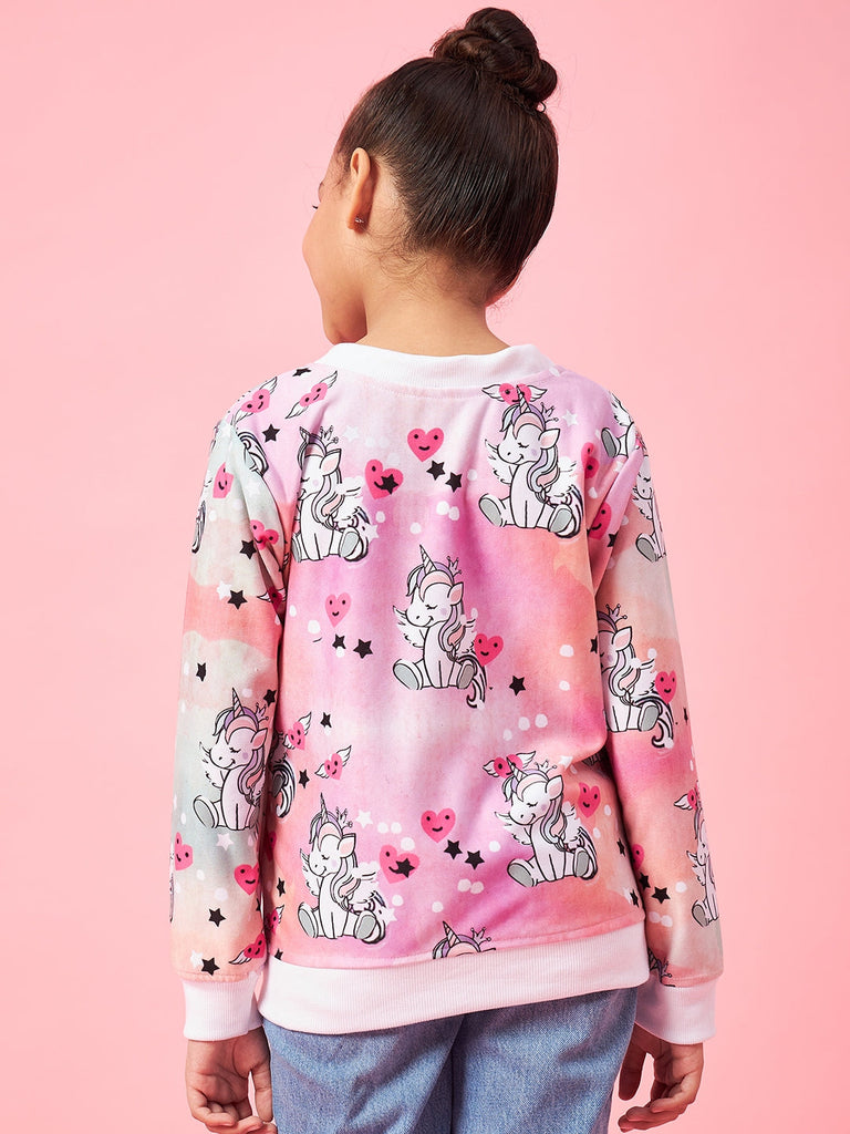 Girls Graphic Printed Pullover Sweatshirt (sw-pinkshade)